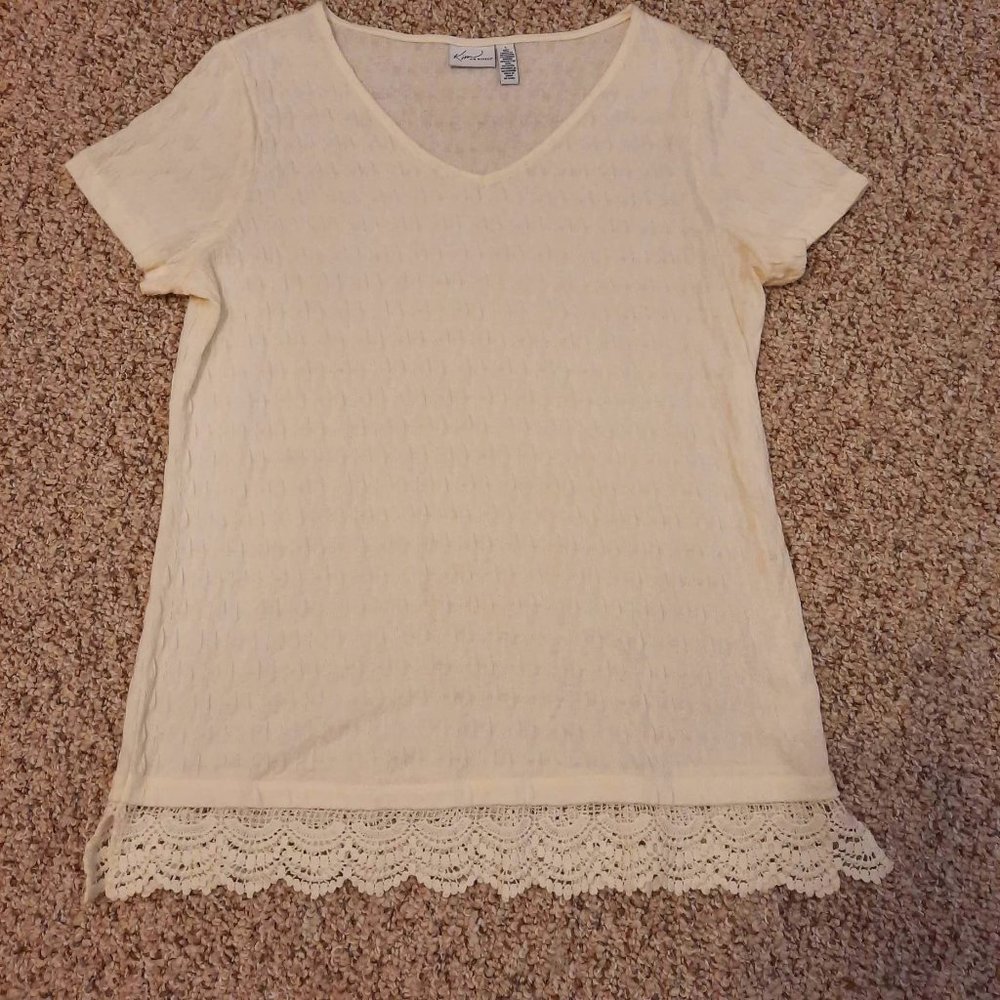 Ivory lace bottom shirt